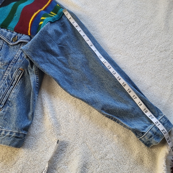 Margaz Vintage Native American Vibe Wool Blanket Denim Jacket Size Medium - Picture 8 of 11